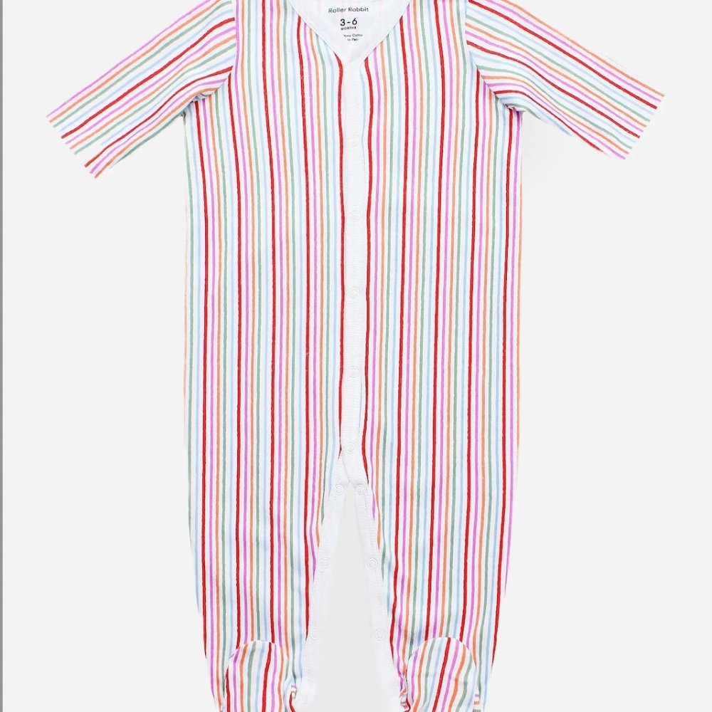 NWT  Roller Rabbit rainbow  Party Stripe Footie (new in bag)